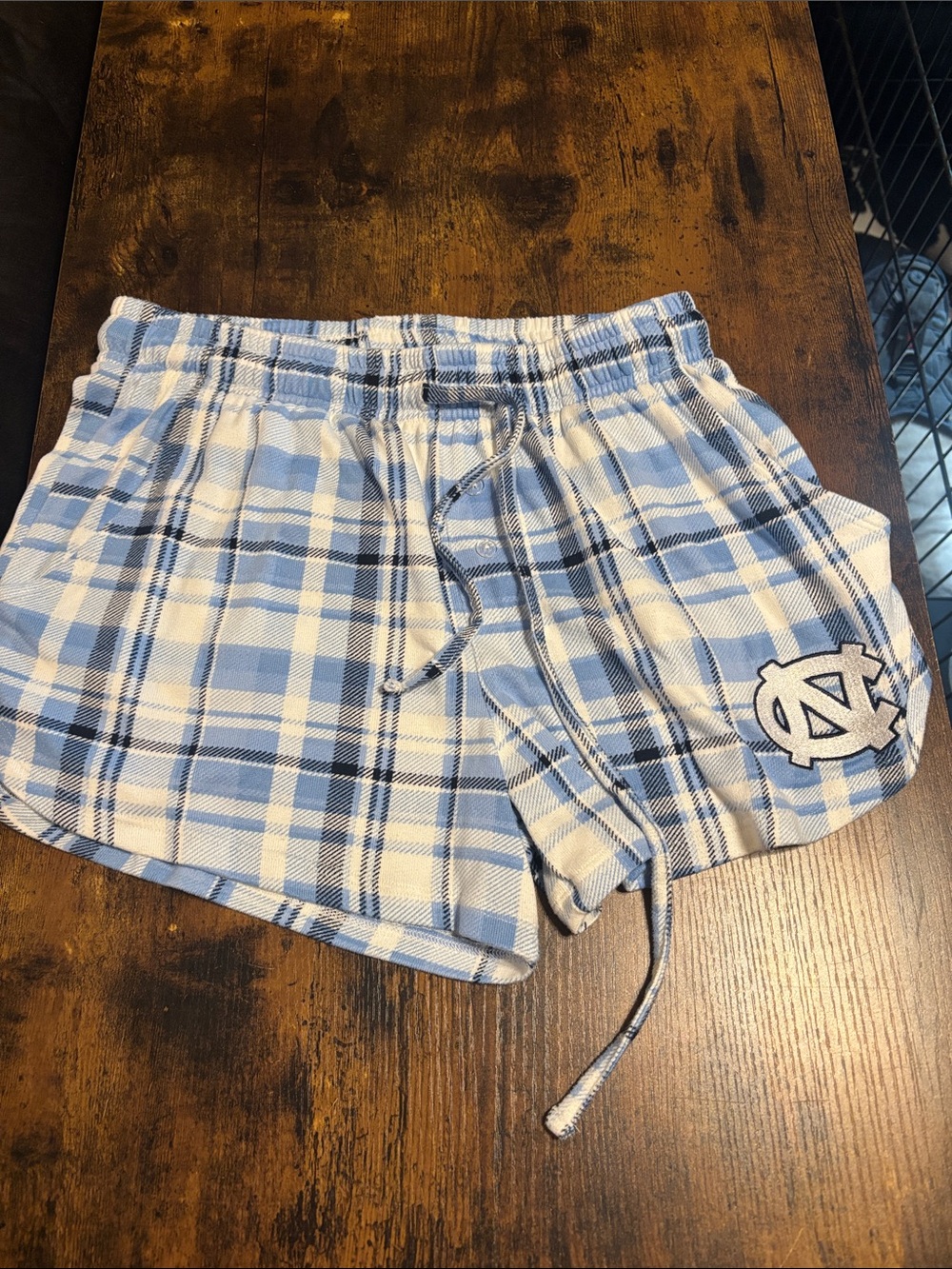 UNC Plaid Lounge Shorts - Light Blue & White